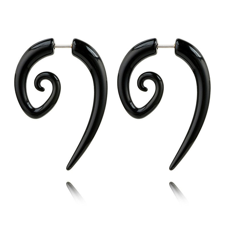 Ear expander fals, model spirala ascutita din plastic negru