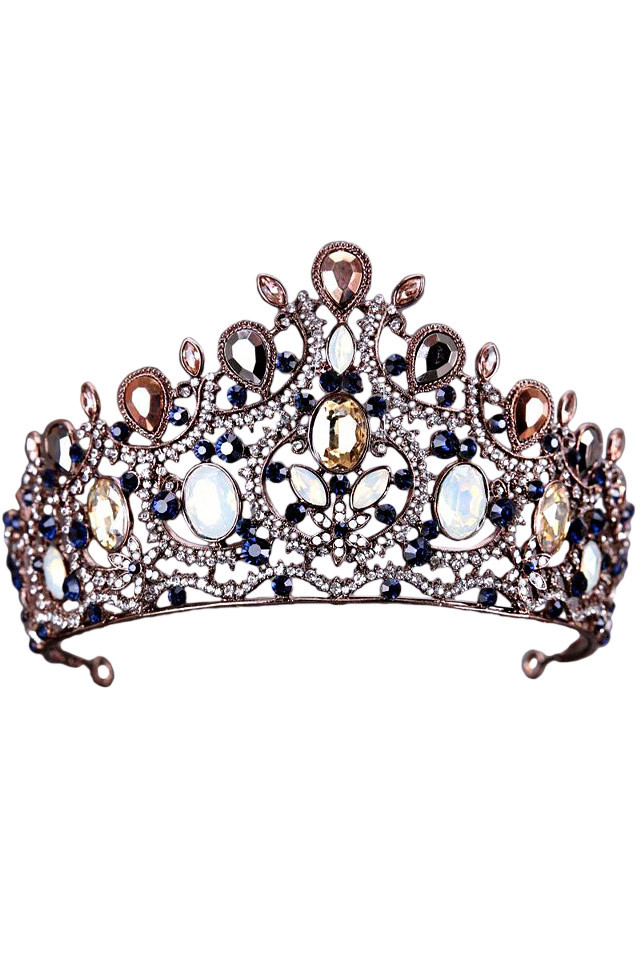 Tiara aramie, Queen Alexandra, cristale opalescente, gri si maro
