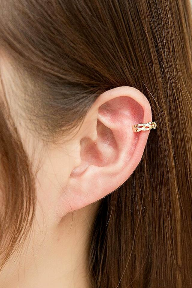 Cercel ear cuff minimal, inel ingust impletit