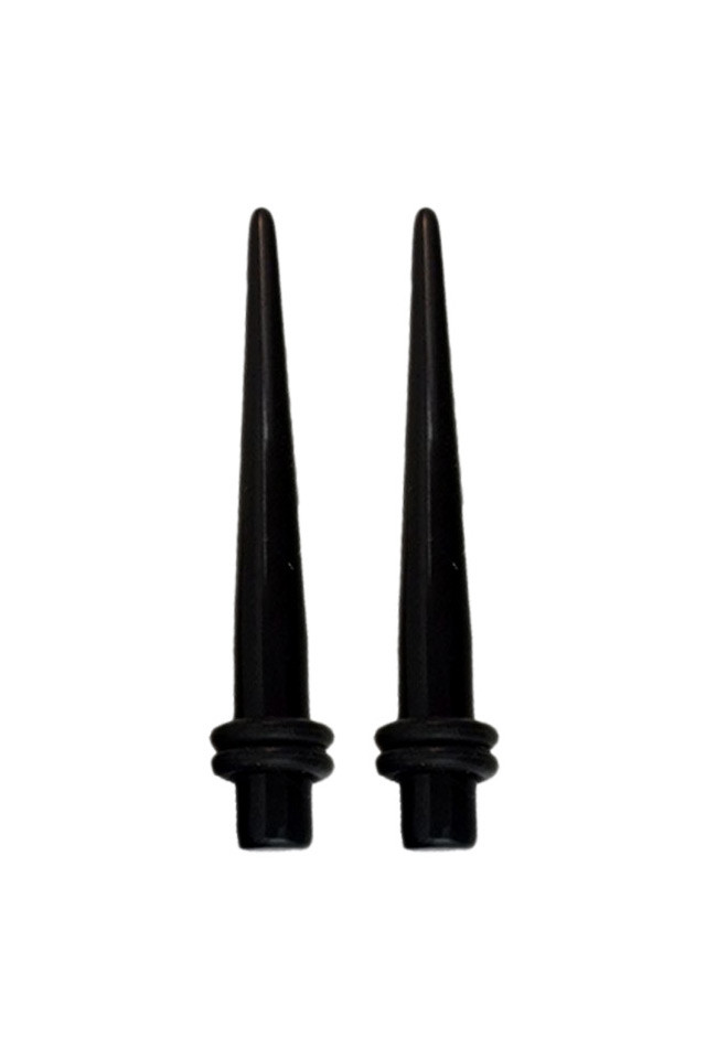 Set ear expander conic din plastic negru cu mansoane de silicon