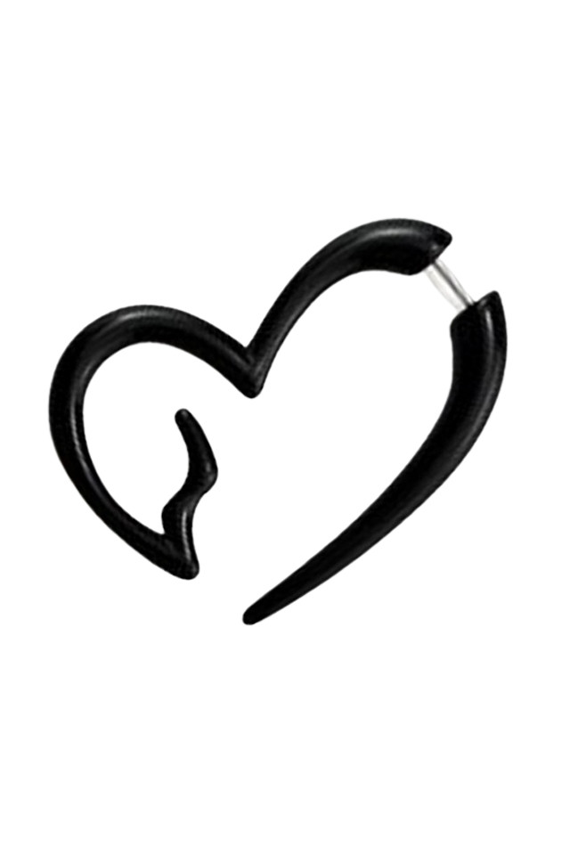 Ear expander fals, model tribal inima din plastic negru