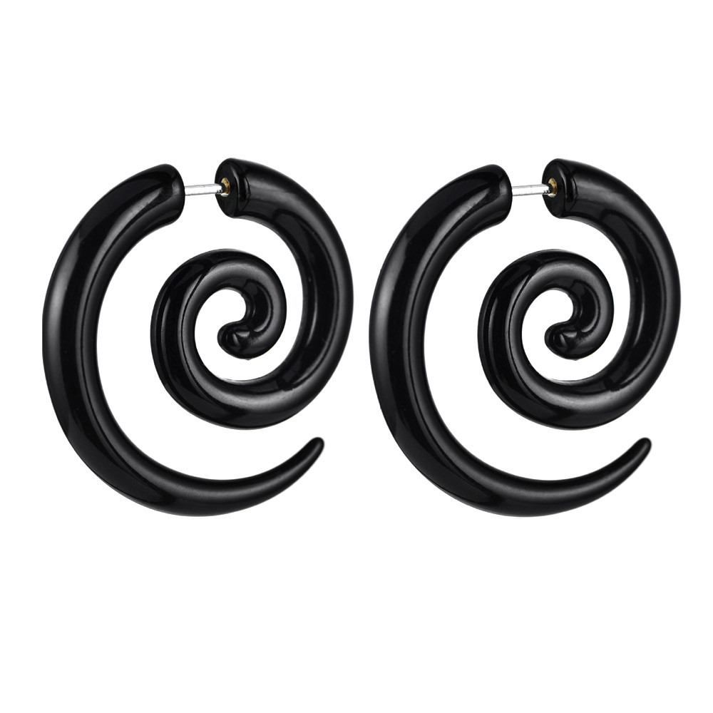 Ear expander fals, model tribal spirala din plastic negru