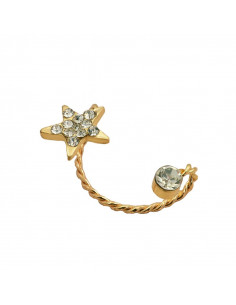 Cercel ear cuff pentru ambele urechi, fir rasucit cu steluta si cristale