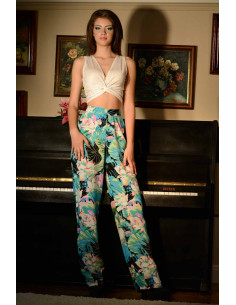Compleu pantalon colorat si top transparent 2