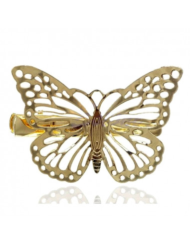 Agrafa pentru par aurie, model cu fluture