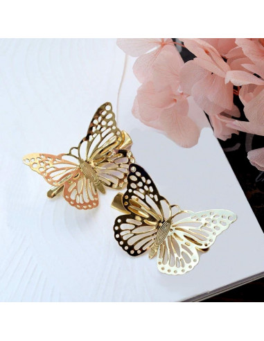 Agrafa pentru par aurie, model cu fluture