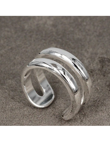 Inel placat cu argint, doua verigi paralele, model minimal
