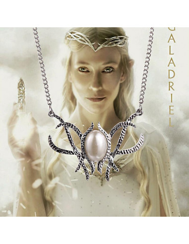 Colier argintiu cu medalion cu perla ovala, Galadriel's Crown