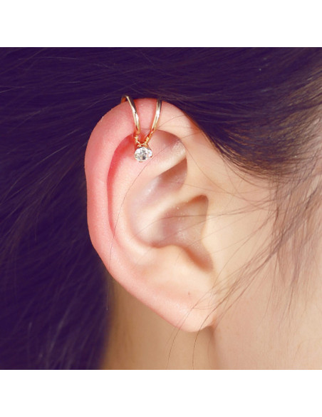 Cercel ear cuff, model simplu cu cristal rotund, foarte mic si delicat