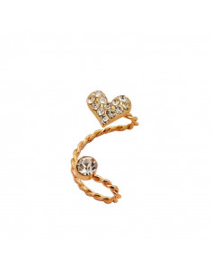 Cercel ear cuff, fir rasucit cu cristale si inimioara