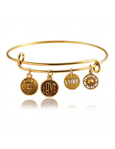 Bratara minimal vintage, cu charmuri soare, Love si BEST FRIEND 2