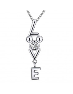 Pandantiv placat cu argint, LOVE cu cristal din zirconie cubica alba