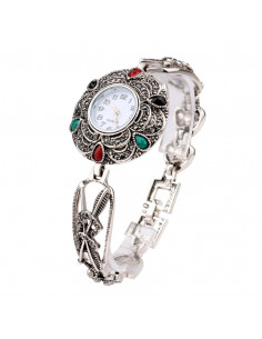 Ceas de mana cu inimioare si sageti, cristale si hematite, vintage glam