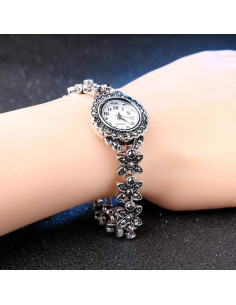 Ceas de mana vintage de dama cu bratara cu stelute si hematite 2