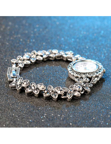 Ceas de mana vintage de dama cu bratara cu stelute si hematite