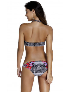 Costum de baie doua piese multicolor cu imprimeu geometric stelute 2