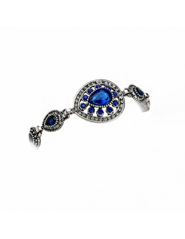 Bratara vintage eleganta, medalioane picaturi cu cristale albastre
