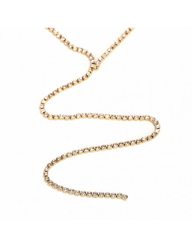 Choker lat luxury, din siruri de cristale, cu fir lung pe decolteu