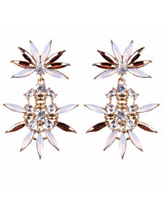 Cercei luxury Twin Daisies, cu cristale ascutite stralucitoare