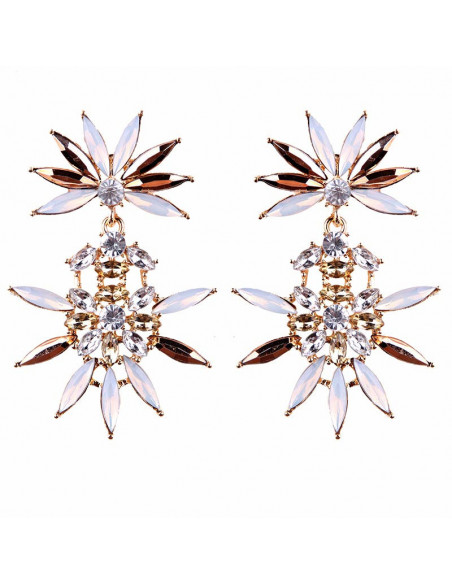 Cercei luxury Twin Daisies, cu cristale ascutite stralucitoare