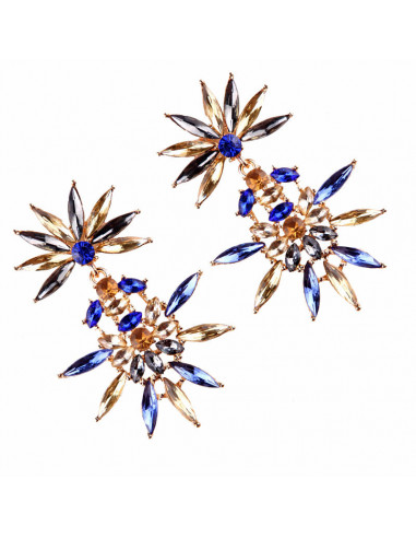 Cercei luxury Twin Daisies, cu cristale ascutite stralucitoare