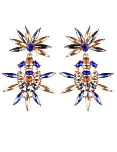 Cercei luxury Twin Daisies, cu cristale ascutite stralucitoare 2