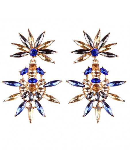 Cercei luxury Twin Daisies, cu cristale ascutite stralucitoare