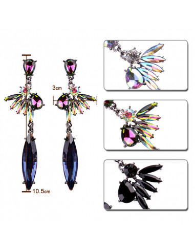 Cercei luxury foarte lungi, Queen Bee, cu cristal masiv