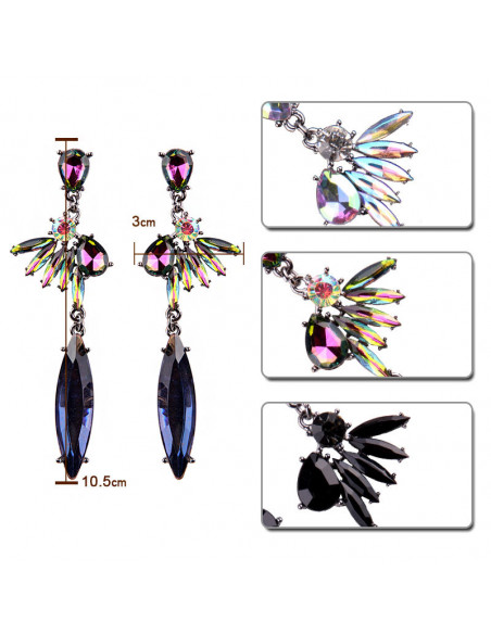 Cercei luxury foarte lungi, Queen Bee, cu cristal masiv