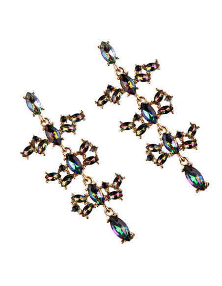Cercei luxury Caterpillar, cu cristale stralucitoare multicolore
