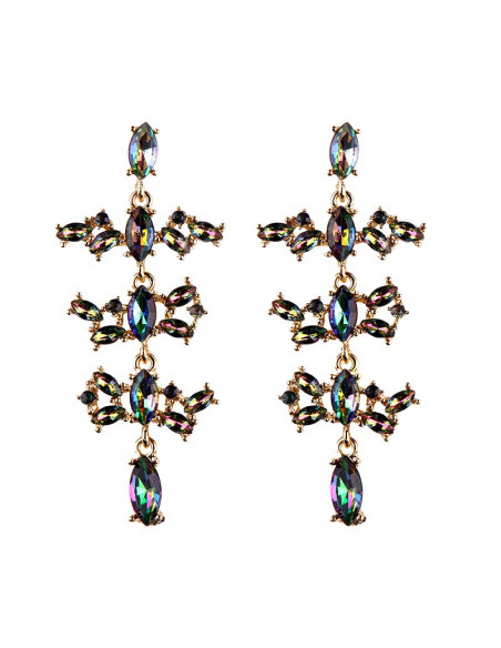 Cercei luxury Caterpillar, cu cristale stralucitoare multicolore