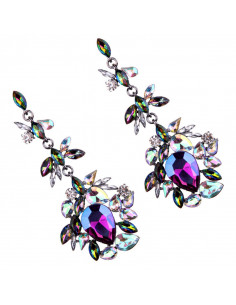 Cercei luxury Lady of the Lake, cu cristale stralucitoare colorate 2