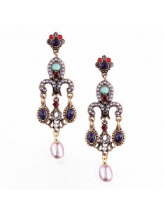 Cercei eleganti vintage Versailles Chandelier, cu perle si cristale 2