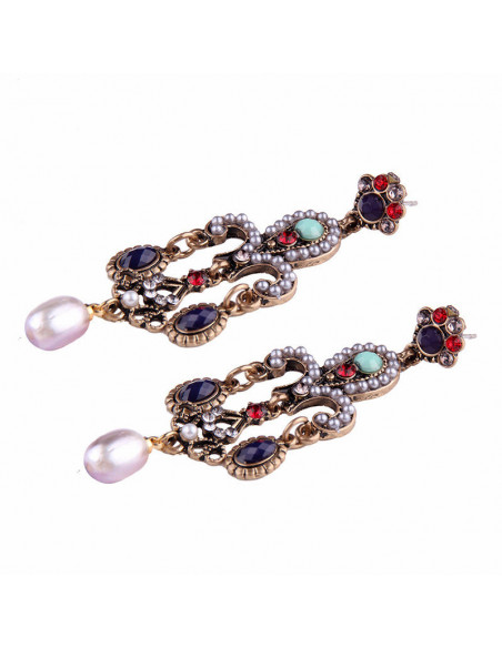 Cercei eleganti vintage Versailles Chandelier, cu perle si cristale