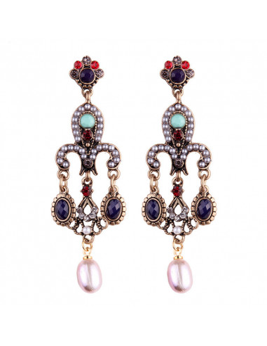Cercei eleganti vintage Versailles Chandelier, cu perle si cristale