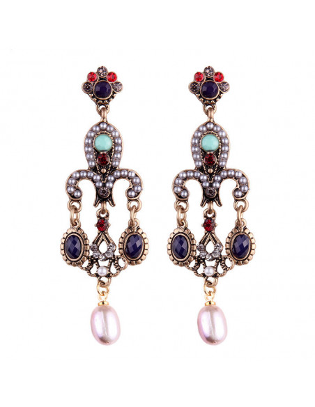 Cercei eleganti vintage Versailles Chandelier, cu perle si cristale