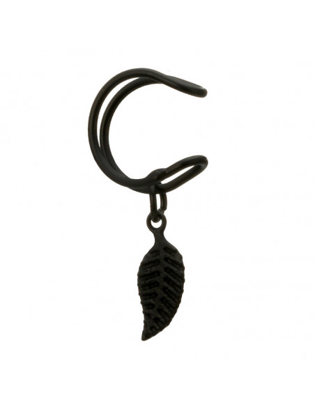 Cercel ear cuff, model dublu, cu frunzulita metalica
