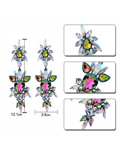 Cercei luxury Orchid Mantis, lungi, cu cristale mari stralucitoare 2