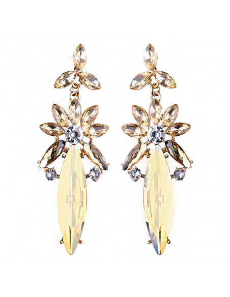 Cercei luxury Mountain Daffodil, cu cristale cat-eye fatetate