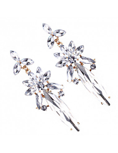 Cercei luxury Mountain Daffodil, cu cristale cat-eye fatetate
