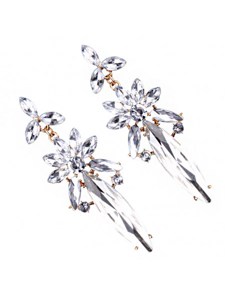 Cercei luxury Mountain Daffodil, cu cristale cat-eye fatetate