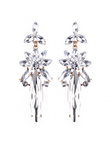 Cercei luxury Mountain Daffodil, cu cristale cat-eye fatetate
