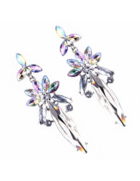 Cercei luxury Mountain Daffodil, cu cristale cat-eye fatetate