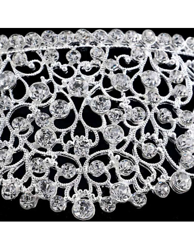 Tiara argintie January Bride, inalta, cu cristale rotunde albe