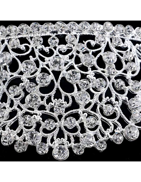 Tiara argintie January Bride, inalta, cu cristale rotunde albe
