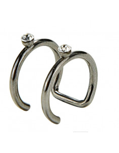 Cercel ear cuff, model inele dublu cu cristale mici