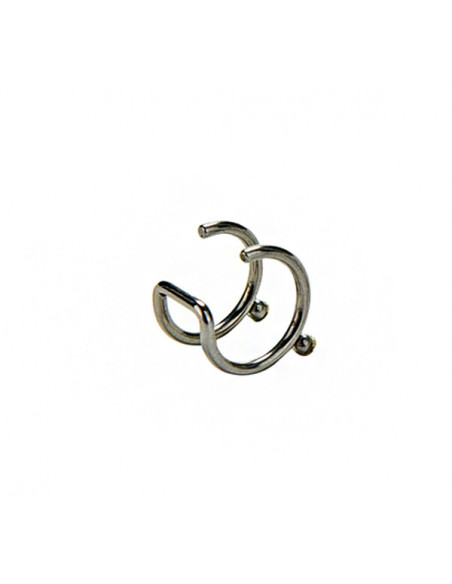 Cercel ear cuff, model inele dublu cu cristale mici