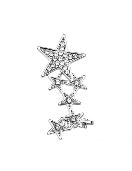 Cercel ear cuff, sase stelute cu cristale, prindere cu ac si clips