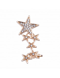 Cercel ear cuff, sase stelute cu cristale, prindere cu ac si clips