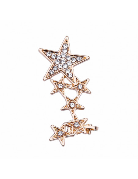 Cercel ear cuff, sase stelute cu cristale, prindere cu ac si clips